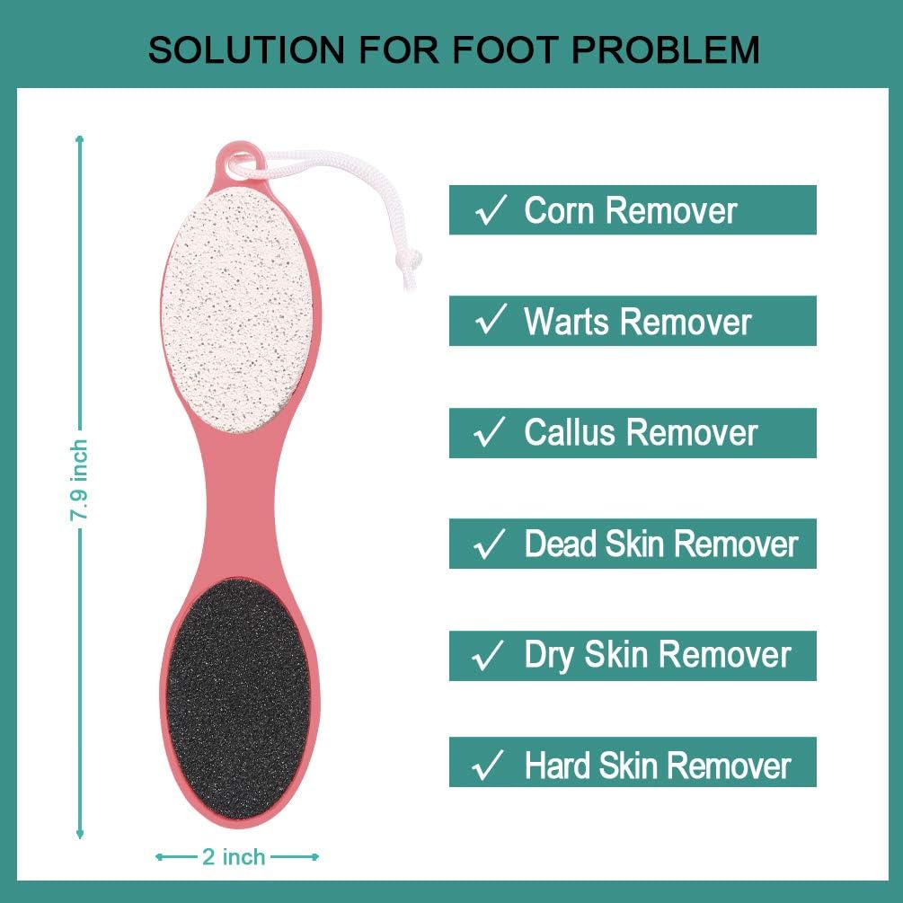 Foot File Callus Remover - Multi Purpose 4 in 1 Feet Pedicure Tools with Foot Scrubber, Pumice Stone, Foot Rasp and Sand Paper for Home Foot Care (Red Pedicure Foot File)
