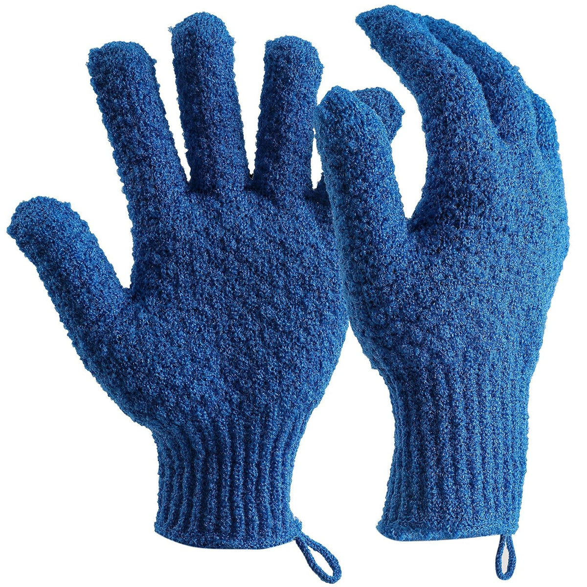 Shower Exfoliating Gloves for Bath - Large Heavy Body Exfoliating Glove Scrubber for Scrubbing, Remove Dead Skin, Exfoliator (Navy Blue Exfoliating Gloves)
